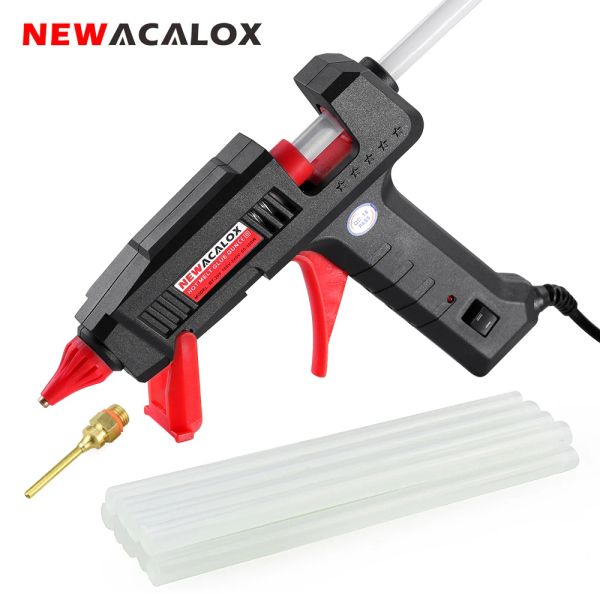 Pistolet newacalox eu / us 60w 100w bricolage hot fusion à colle cuivre industrielle buse cuivre gluegun 10pc 11 mm collet pistolet bâton arts outil de réparation bricolage