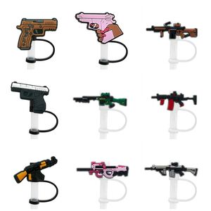 gun straw cover topper siliconen accessoires cover charms herbruikbare spatwaterdichte drinkstof plug decoratief DIY je eigen 8mm rietje