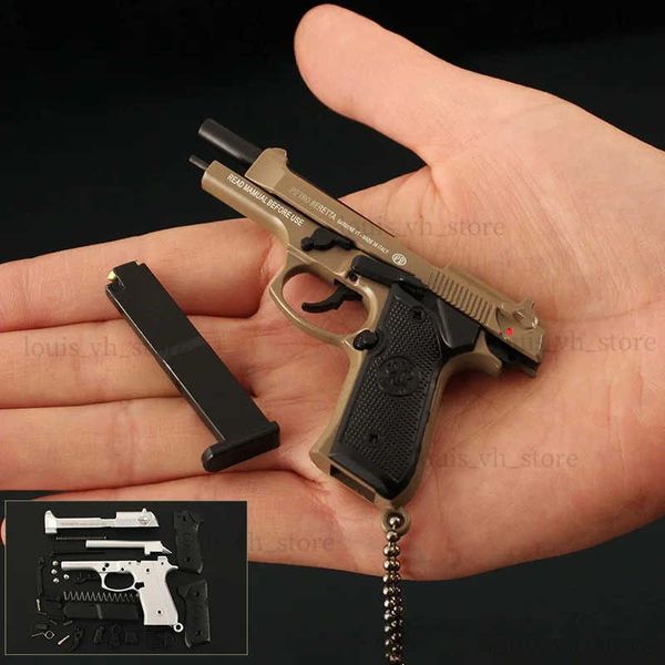 Juguetes de pistola 1/3 Aleación Beretta M92A1 Mini desmontaje Asamblea Pistola de juguete 92F Modelo de pistola Llavero Colgante Pistola Colección Juguete Niños Regalos T240309