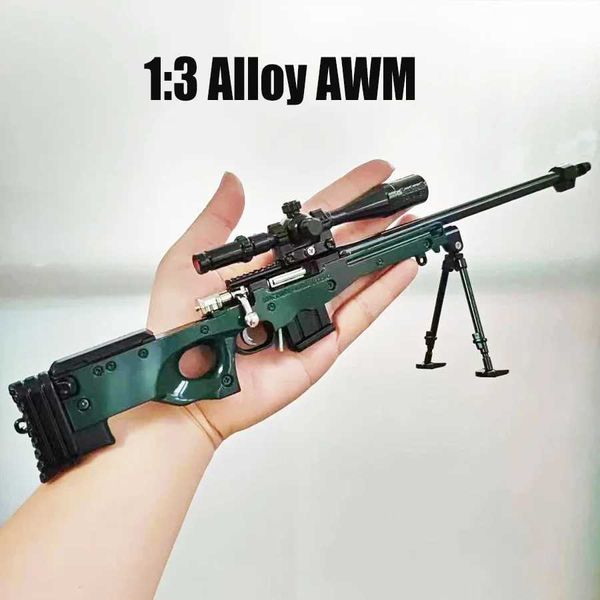 Toys de pistolet 1 3 alliage MNI AWM AK47 98k Sniper Modèle de mitrailleur détachable avec pistolet en métal laser