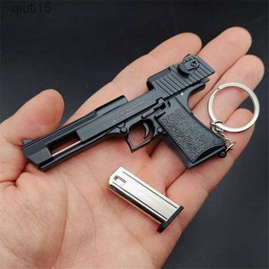 Gun Toys 1 3 High Quality Metal Model Desert Eagle Keychain Toy Gun Miniature Alloy Pistol Collection Toy Gift Pendant T230514