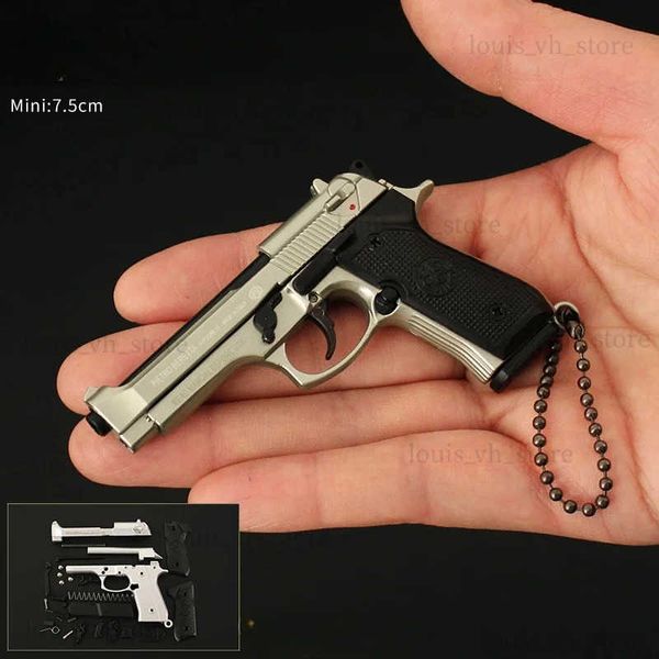 Juguetes de pistola 1/3 Metal Beretta M92A1 Mini pistola de juguete desmontable Aleación 92F Modelo de pistola Llavero Colgante Pistola Colección Juguete Niños Regalos T240309