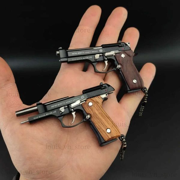 Gun Toys 1/3 échelle Beretta 92F Mini pistolet en alliage métallique jouet pistolet modèle arme porte-clés sac pendentif assemblage gratuit pour garçons cadeau T240309