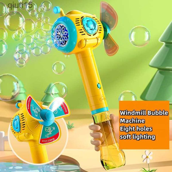 Gun Toys 2 en 1 Moulin à Vent et Machine à Bulles Mignon Pistolet à Savon Électrique Automatique pour Enfants Fête Portable Souffleur Extérieur Jouet avec Lumière LED T230522