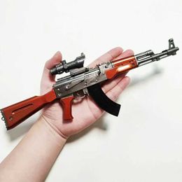 Gun Toys 2023 Nieuwe mini -legering AK47 M416 Sniper Rifle Afneembare ondertocht Gun Model Metal Pistol Toy Gun Boys Collection Gifts T240428