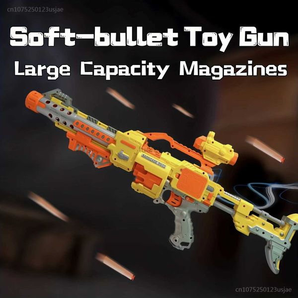 Toyadores de pistola 2024 Boy Burn Electric Bullet Bullet Gun Súper Gran Capacidad Eva Sponge Soft Bullet Long Range Toy Gun Shotgun 240416
