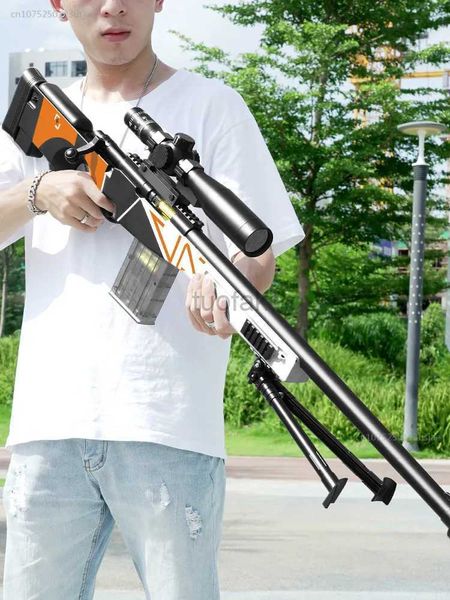 Pistolet Toys 2024 Extra Large AWM Ejection Soft Bullet Gun peut incendier Manuel Chargement Boy Outdoor Battle Sniper Rifle Model Gift 240416