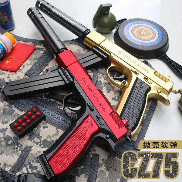 Gun Toys 2024 Nuevo CZ75 Doble cargador Glock Shell Eyección Pistola de bala suave 1911 Pistola de juguete para niños Juguete para niños Revista con carga inferior PistolL2403