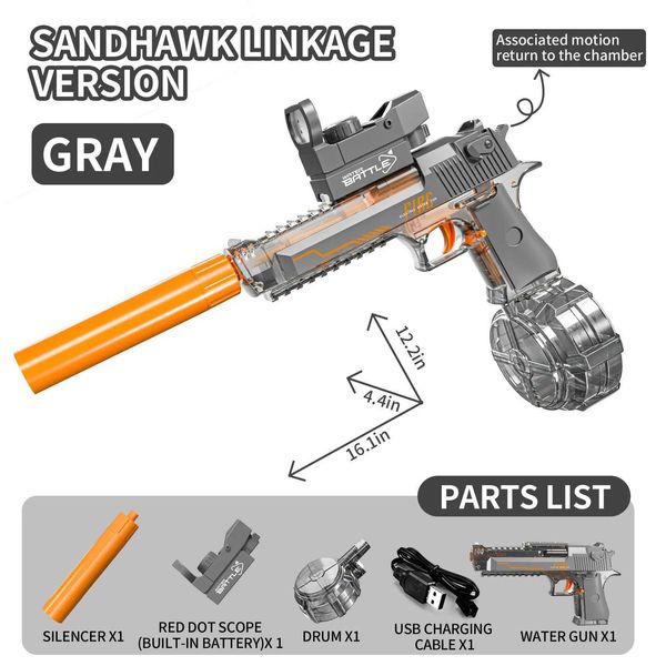 Gun Toys 2024 Nueva experiencia Totalmente automática Verano Pistola de tiro de agua eléctrica Playa Diversión Juguete Niños Niñas 240307