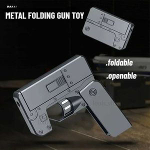 Gun Toys 2024 Nouveau modèle peut lancer un pistolet à balle molle créatif en alliage complet pliable pour téléphone portable modèle décoratif pistolet jouet cadeau de noël T240309