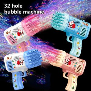 Gun Toys 32 trous machine à bulles entièrement automatique jouet de soufflage de bulles pour enfants pistolet à bulles sans batterie ni eau à bulles T240309