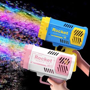 Gun Toys 40 Hole Electric Rocket Bubble Gun Automatische Blow Molder Soap Make Machine Childrens Toys Outdoor Wedding Fantasy Toys Boy Game Gifts T240309