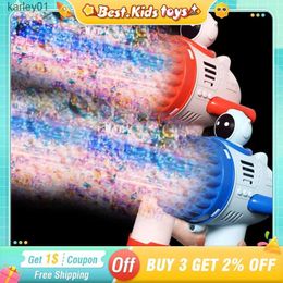 Gunspeelgoed 40 gat elektrische ruimtebubbelpistool met kleurverlichting handheld bubble zeep maken machine afneembare astronaut outdoor childrens speelgoed yq240413