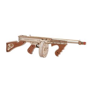 Gun Toys Figurines d'action Robotime ROKR Thompson Machine Gun-Jouet pour adolescents adultes Ensembles de blocs de construction amusants Assemblage facile Puzzle 3D en bois LQB01 2400308