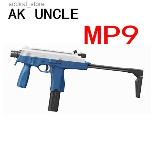 Gun Toys Ak Uncle Wbb Le Hui MP9 Versión de nailon Bola de gel Pistola de agua con chorro de agua Bola de gel Pistola de juguete L240311