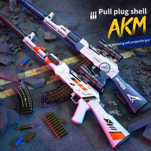 Pistoolspeelgoed AKM Shell Gooien Zachte kogel Pistool Speelgoed Geweer Eten Kip Model Jongens Voor Schieten Buiten Vechten Pistool Paintball yq240307