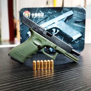 Gun Toys Alloy Empire G17 G34 Pistool Model Shell Ejection Mini Toy Gun Keychain Metal Fake Gun Free Assembly met holster T240428