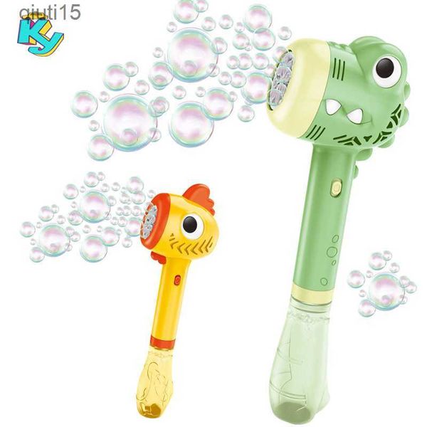 Juguetes de pistola Máquina automática de burbujas de jabón Dinosaurio que sostiene la varita de burbujas eléctrica con luz de sonido para niños Juguetes Juegos de fiesta de regalo T230522