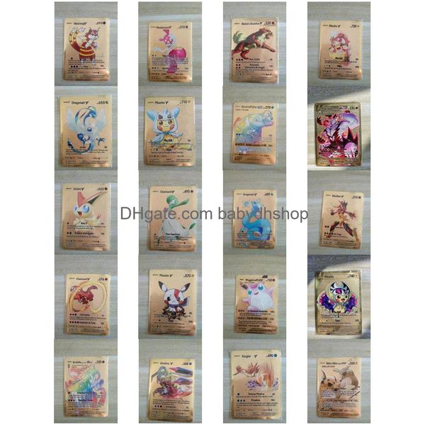 Pack de cartes Pokemon anglaises dorées Vmax V GX EX DX, boîte Charizard Pikachu TAG COSPLAY, Collection Rare, cartes de combat, jouets pour enfants, cadeau de fête d'anniversaire, Anime