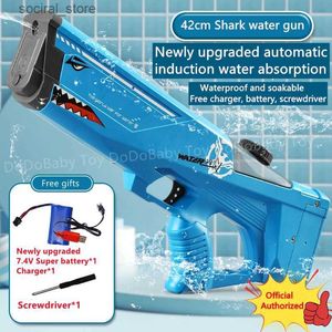 Gun Toys Gros pistolets à eau de requin automatiques jouet adulte pistolet à eau électrique haute pression jeux de plage piscine été jouets de plein air pour enfants L240311