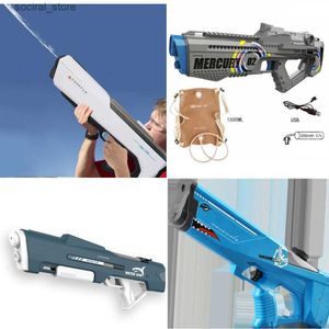 Pistoolspeelgoed Groot elektrisch waterpistoolspeelgoed Krachtige automatische hogedrukspuit Blaster Guns Zomerzwembad Strand Buitenspeelgoed voor volwassenen Kinderen Geschenk L240311