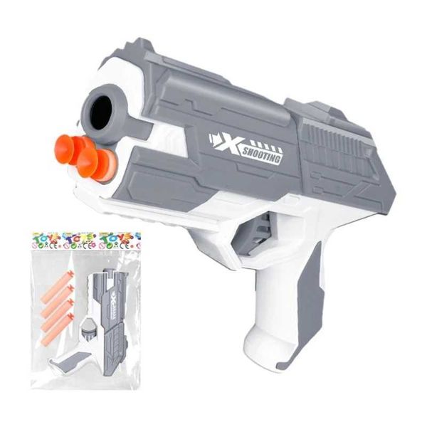 Pistolet jouets Blasters pistolets jouet avec 4 paquets de balles fléchettes pour cadeaux d'anniversaire de fête pour 4 5 6 7 8 ans enfants doux sûr BulletsL2403