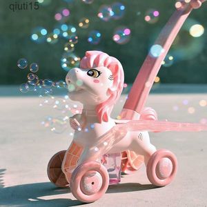 Gun Toys Bubble Machine Electric Children's Hand Push Cartoon Bubble Car Music Lighting Children's Toys Soap Water Birthday T230522