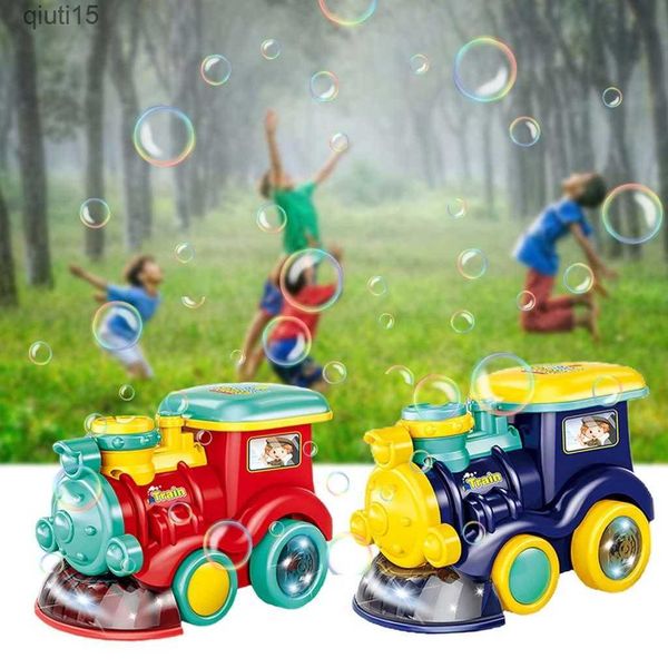 Gun Toys Cartoon Train Shaped Bubbler Maker Bubble Blower automático para niños niñas T230522