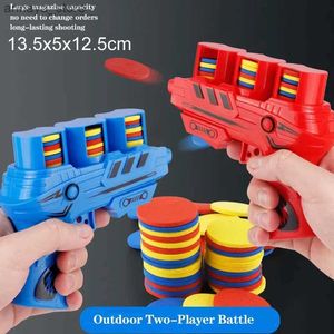 Juguetes de pistola para niños Juguetes Fun Flying Saucer Guns Eyection Disc Flying Disc 100 Eva Soft Bullets Toy Gun Kids Outdoor Sport ToysL2404