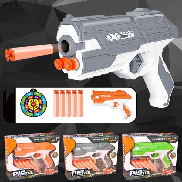 Pistolet Jouets Enfants Balle Molle Jouet Pistolet Manuel Pistolet Pistolet Dart Blaster Coloré En Plastique Tir Modèle Lanceur avec Boîte Garçons Cadeau D'anniversaire YQ240307