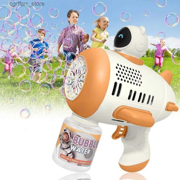 Pistolet jouets pistolet à bulles pour enfants générateur de bulles 12 trous avec lumière LED générateur de bulles de savon jouets d'été pour enfants 240327