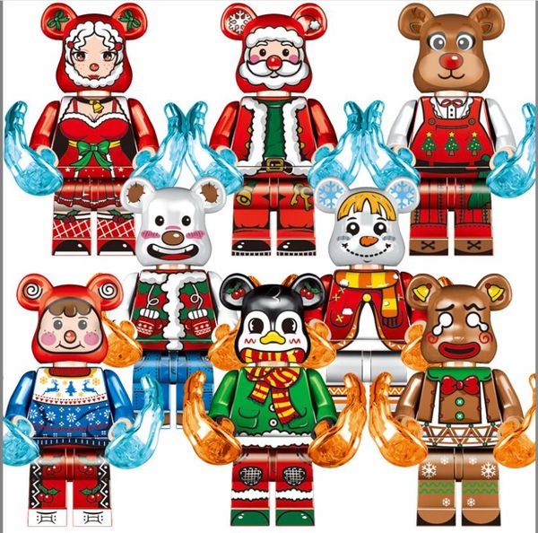 Blocs de construction en plastique brickbear ours de noël figurines d'ours de mode jouet pour Minifigs Mini jouet figurine sac OPP environ 4.5 CM