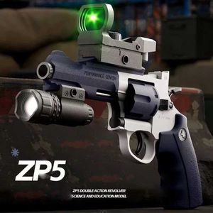 Jouets à canon tirant continu zp5 revolver lanceur soft dart balle jouet arme cs modèle pistolet tactique extérieur pour enfants adulte T240428