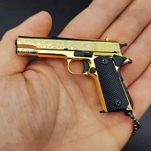 Gun Toys Damascus 1 3 Mini Colt 1911 Modèle de pistolet détachable en alliage jouet pistolet porte-clés Fidget jouet pour M1911 PUBG arme Collection garçons cadeau T240309