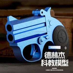 Pistolet Jouets Delinger pistolet jouet pour enfants à lancer de coquillages en métal garçon modèle scientifique et éducatif pistolet à doigt portable compact YQ240307