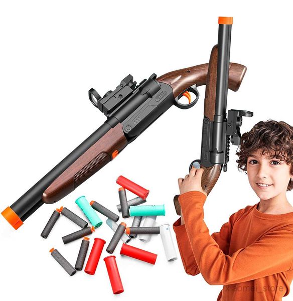 Pistola de juguete Escopeta de doble cañón Juguete Espuma EVA Pistola de balas blandas Modelo educativo Juegos de disparos para niños HKD230707