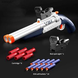 Pistolet Jouets Double Buse 04-2 Balle Molle Jouet Pistolet Mousse Éjection Jouet Fléchettes En Mousse Pistolet Blaster Pistolet Manuel Pour Enfant Adulte CS Jeu yq240314