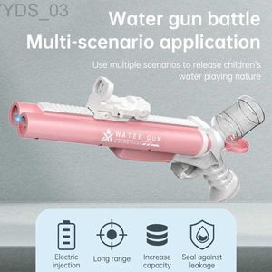 Gun Toys Électrique entièrement électrique automatique Double Tube pistolet de stockage d'eau Portable enfants été plage en plein air combat fantaisie jouet pour enfants YQ240307