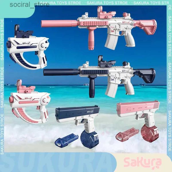 Gun Toys Pistolet électrique Glock jouet de tir pistolets à eau entièrement automatiques pistolets à eau à longue portée jouet de parc aquatique de plage d'été pour enfants jouet adulte L240311