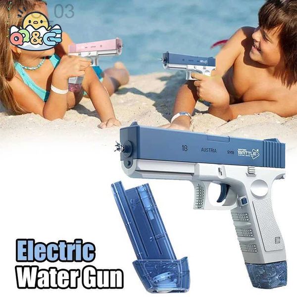 Pistola de agua eléctrica Lanzamiento Pistola de agua Niños Verano Totalmente automático Continuo Pistolas de alta presión Recargable Salpicaduras Juguetes YQ240307