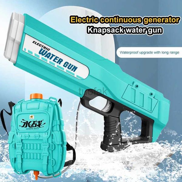 Pistola de agua eléctrica con pistola de agua eléctrica con mochila Agua automática Pistolas de pistolas de gran capacidad Partido de verano Playa Toyes al aire libre para niños adultos 240416