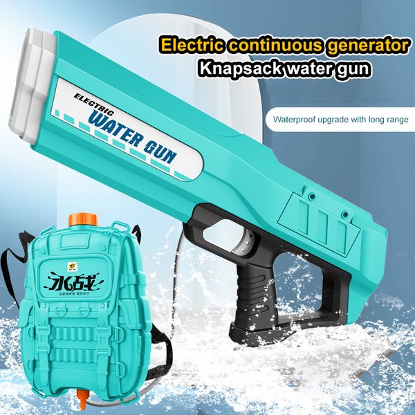 Gun Toys Pistolet à eau électrique avec sac à dos Pistolets à eau automatiques Grande capacité Summer Pool Party Beach Jouets de plein air pour enfant adulte 230619