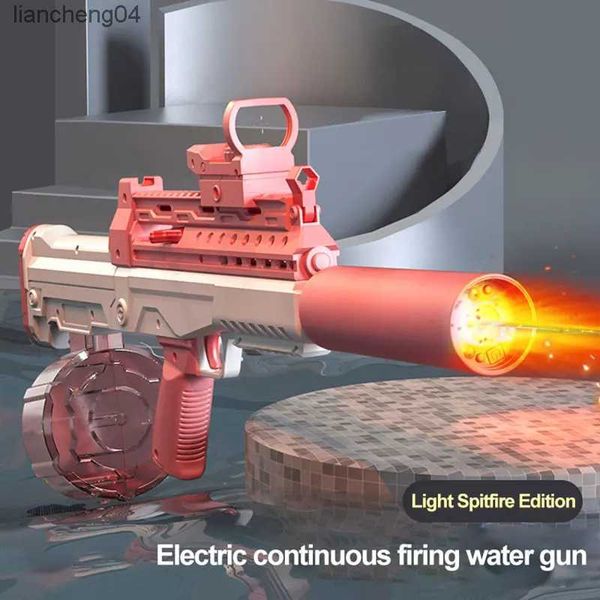 Gun Toys Pistolet à eau électrique avec lumière, haute technologie, feu de flamme automatique, grande capacité, fête d'été, plage, jouets d'extérieur pour enfants et adultes, cadeau