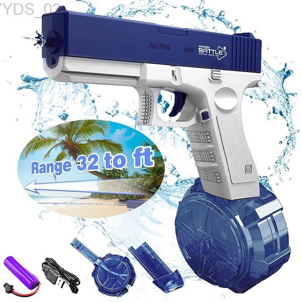 Gun Toys Pistolas de agua eléctricas de hasta 32 pies de alcance, un botón, chorro automático, pistolas de juguete de alta capacidad para niños, fiesta en la piscina, playa, al aire libre YQ240307