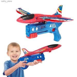 Gun Toys Foam Plane Launcher Bubble AirPlanes Glider Hand gooi katapult vliegtuig speelgoed voor kinderen katapult guns vliegtuigen schietende game toyl2404