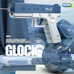 Gun Toys Pistolet à eau entièrement automatique jouet d'été pistolet Glock électrique tir jeux de pulvérisation d'eau jouets de plage à haute pression pour enfants adultes L240311