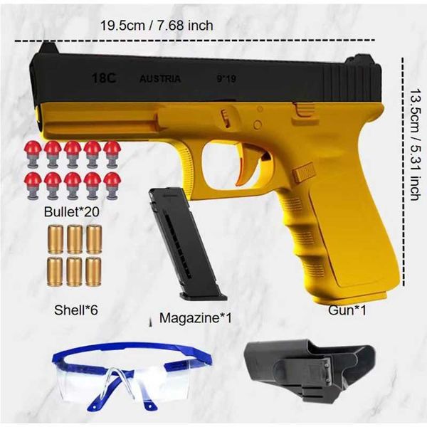 Gun Toys G18 Airsoft Gun Armas CS Armes de tir Gun-Toy Gun Toy pour balle molle lançant des balles pour adolescents garçons (émission continue) 240307