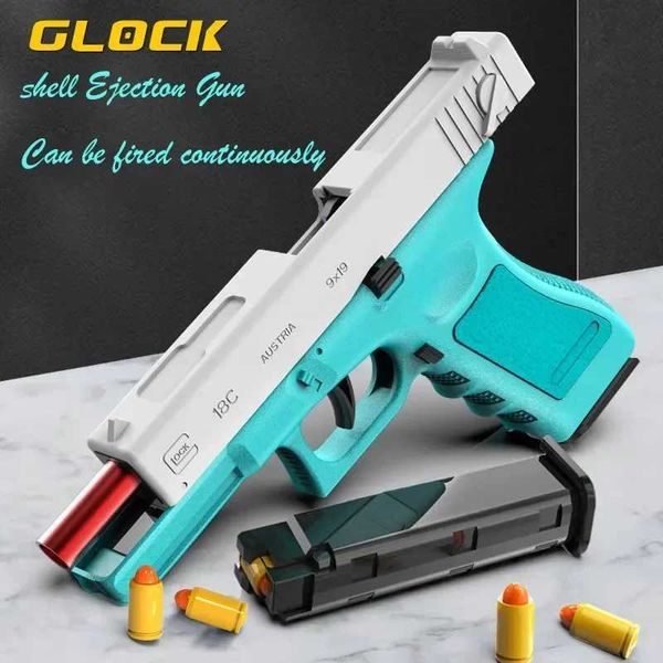 Pistolet jouets G18 coquille jetant Glock automatique rafale jouet pistolet peut lancer balle molle alliage extérieur jouet arme de tir CS garçon ToyL2403