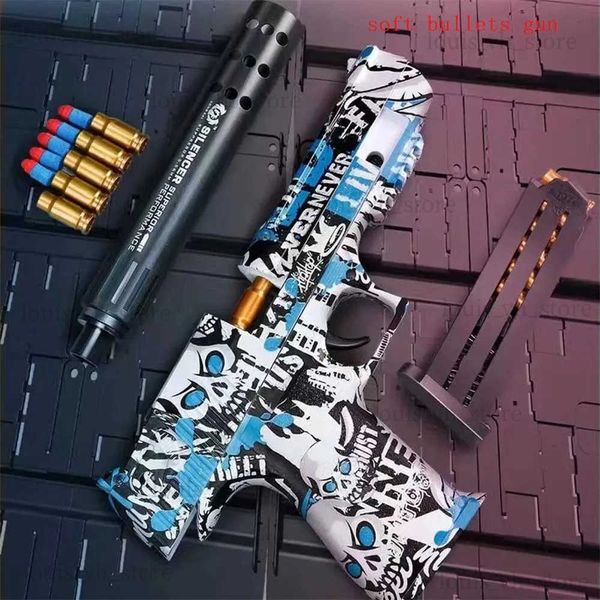 Juguetes de pistola Máquina de chorro de bolas de gel juguetes con balas suaves adecuadas para niños máquina de chorro de espuma juegos de disparos modelos educativos juguetes pistolas falsas pistolas T240309