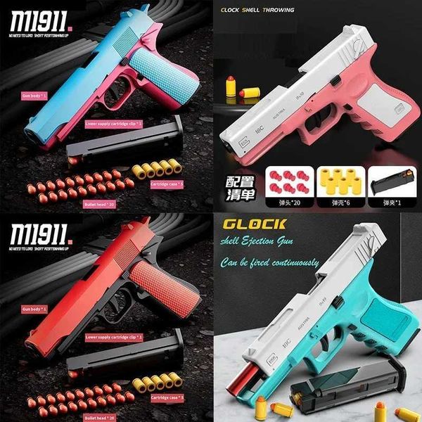 Gun Toys Gun Toys La pistola de juguete automática que lanza proyectiles G18 puede disparar juguetes para jugar al aire libre con un arma de fuego suave de aleación, juguetes CS para niños 2400308